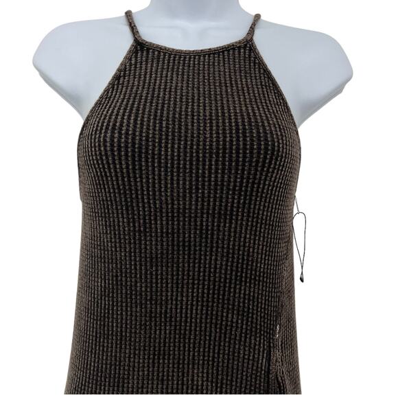 Free People FP One XS Katya Thermal Bodycon Mini Dress Brown Textured Ruched - Picture 3 of 14